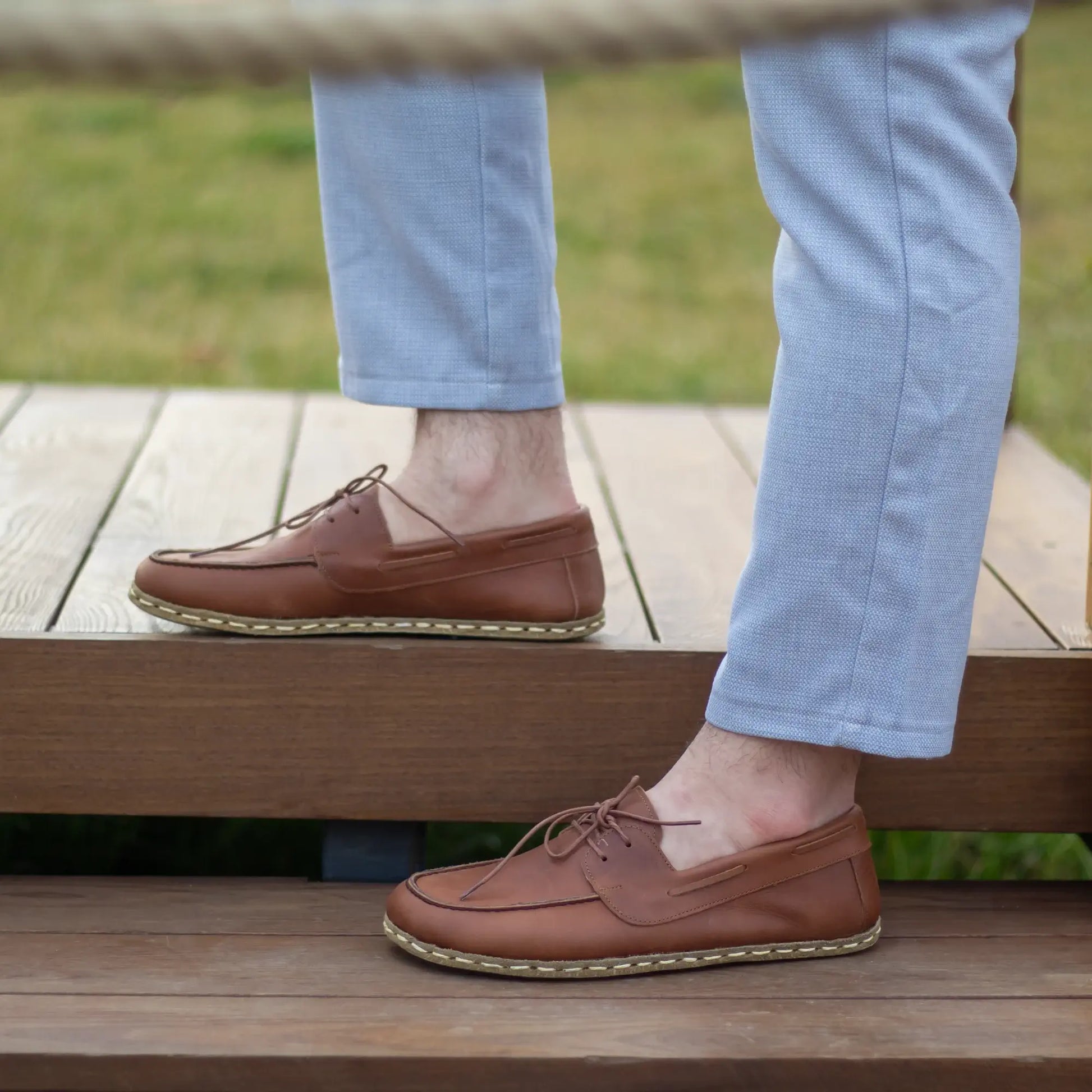 handmade mens crazy new brown leather barefoot earthing shoes