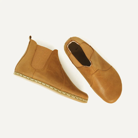 handmade mens matte brown chelsea barefoot leather boots