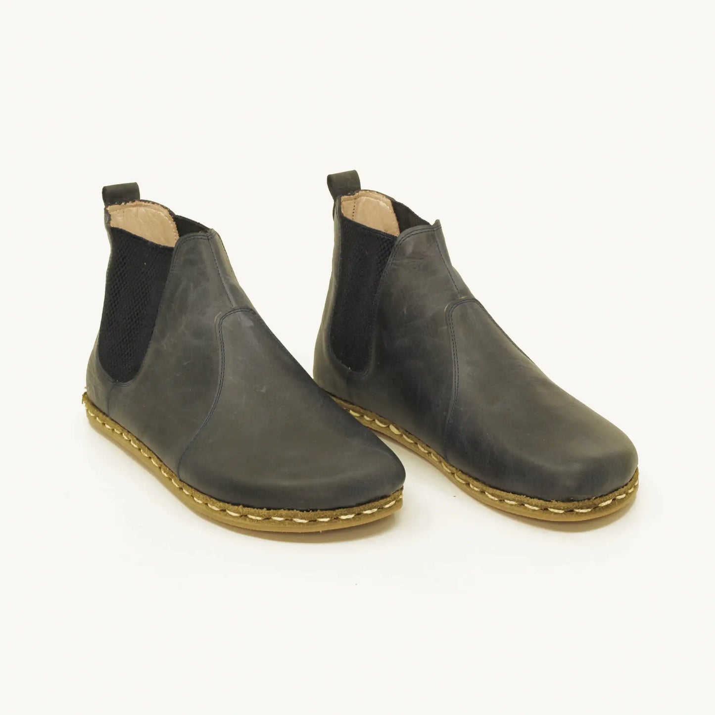 handmade mens navy blue chelsea barefoot leather boots