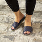 handmade navy blue barefoot leather slipper for women