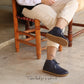 Handmade Navy Blue Barefoot Shearling Oxford Boots For Women-Oxford Boots-nefesshoes-3-Nefes Shoes
