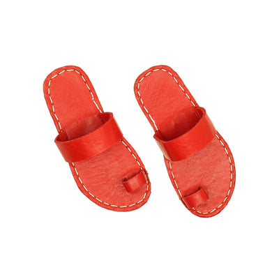 handmade one toe red leather slippers women