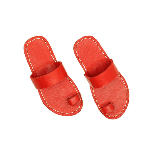 handmade one toe red leather slippers women