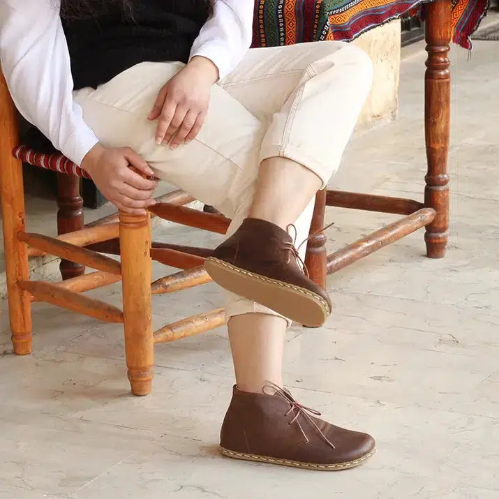 handmade oxford boots women brown leather earthing comfort