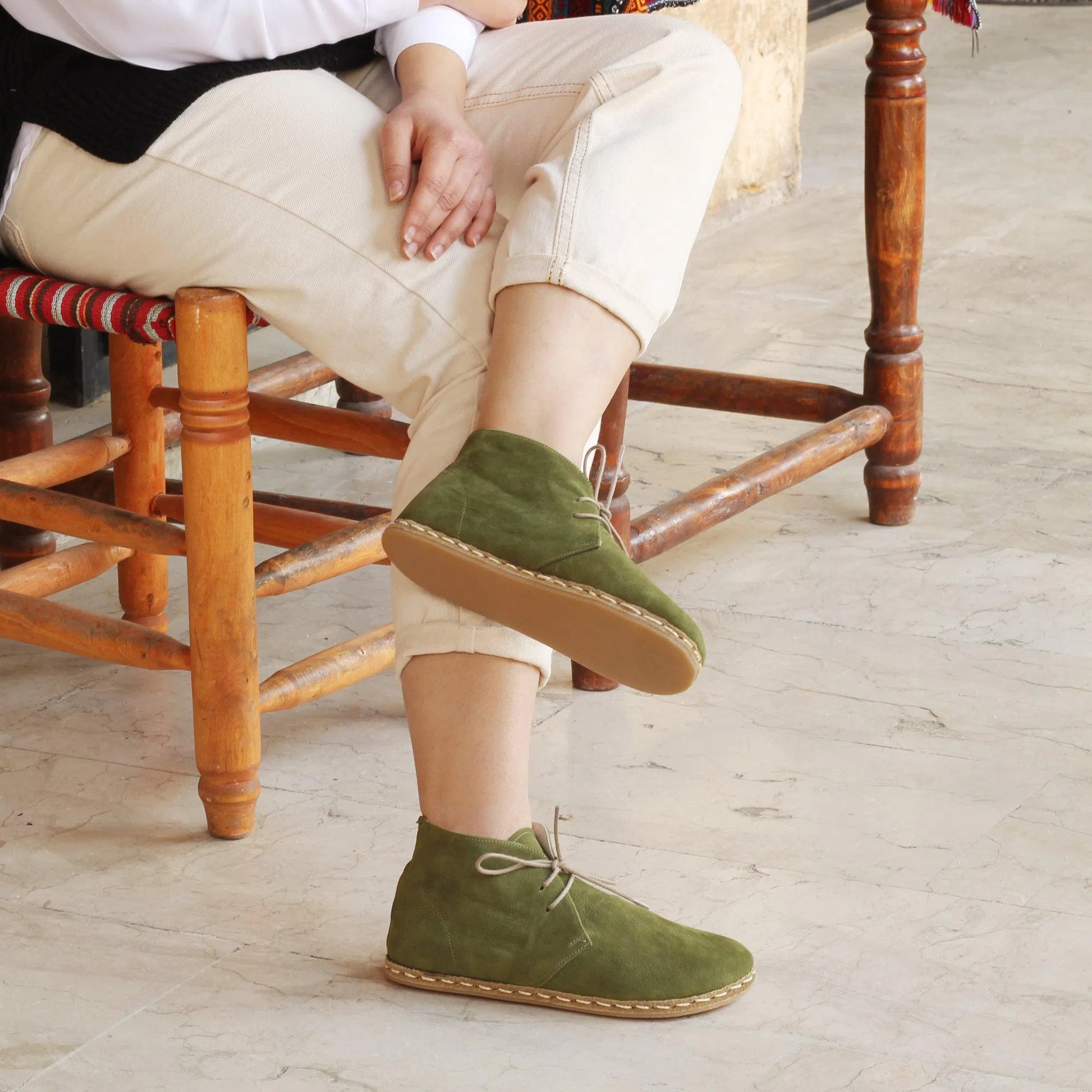 handmade oxford boots women green leather earthing style
