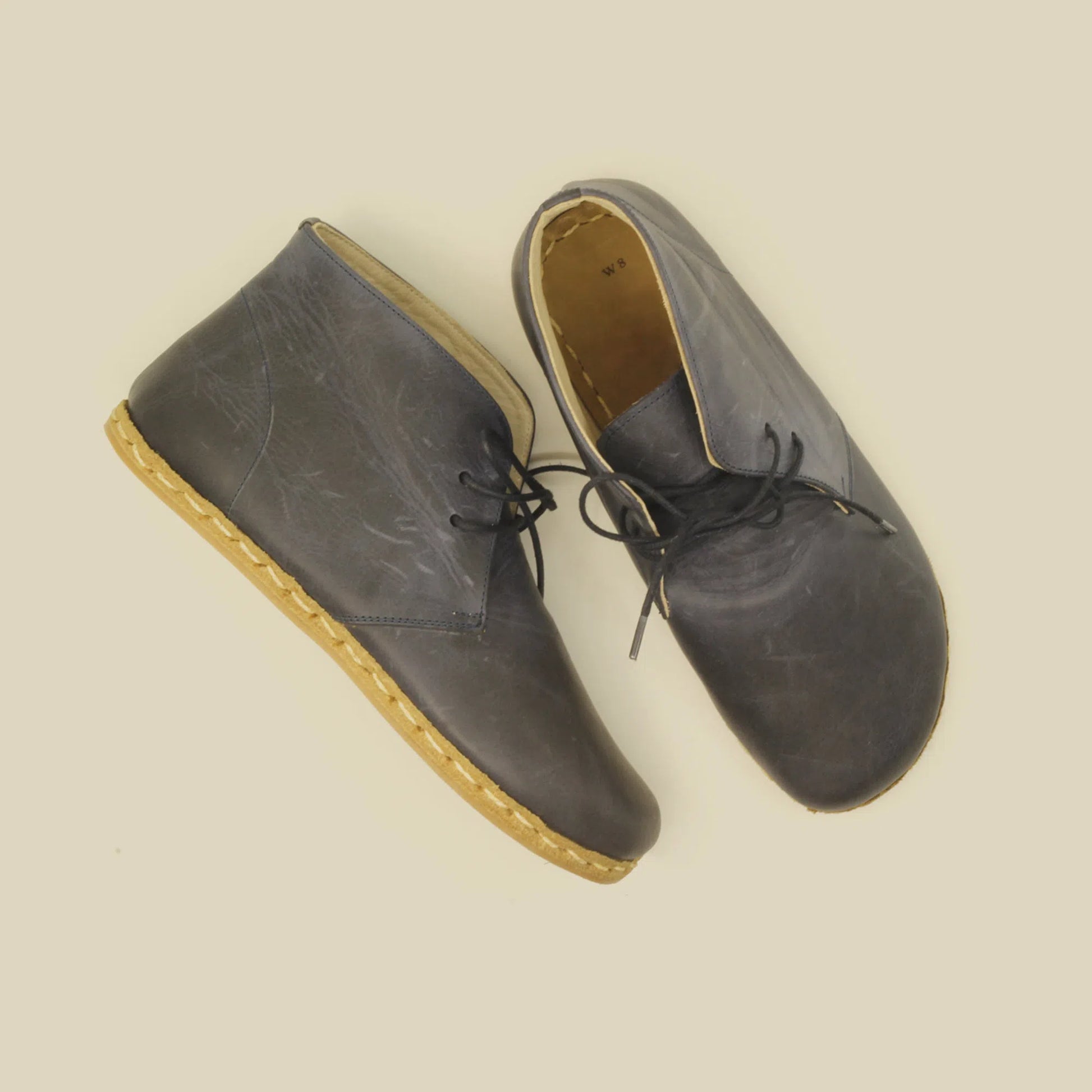 handmade oxford boots women navy blue leather earthing style
