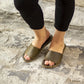 handmade tape slippers for women olive green