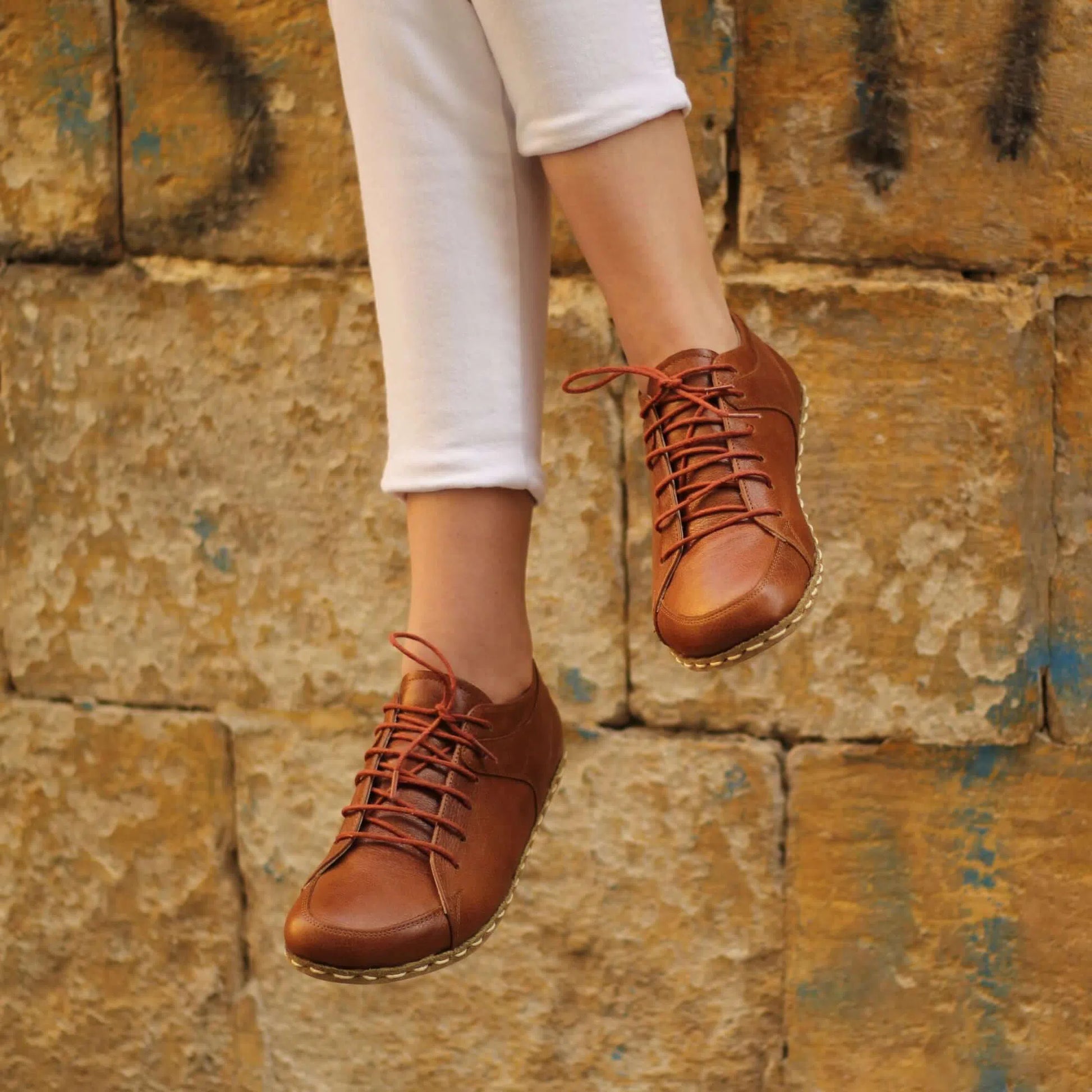 Handmade Women's Antique Brown Leather Barefoot Sneakers-women sneakers-Nefes Shoes-4-Nefes Shoes