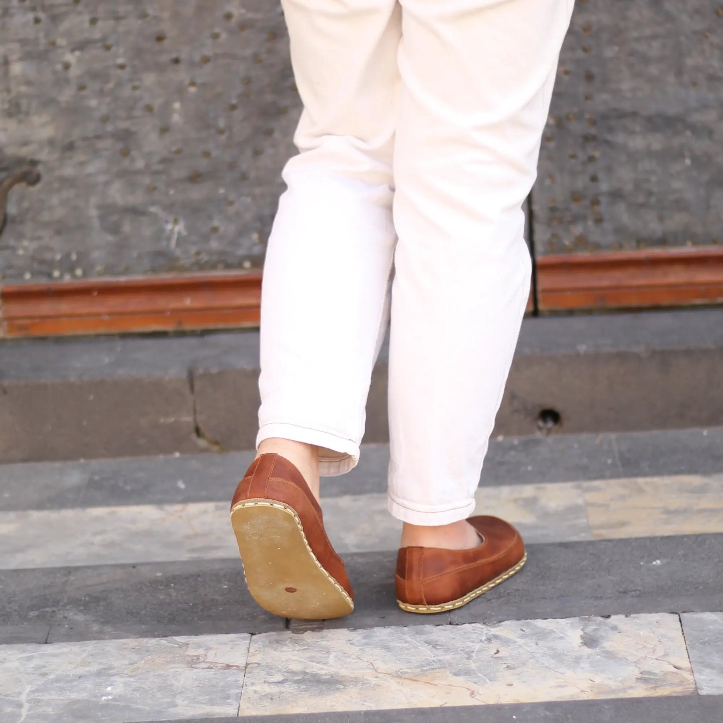 handmade womens barefoot loafers crazy new brown
