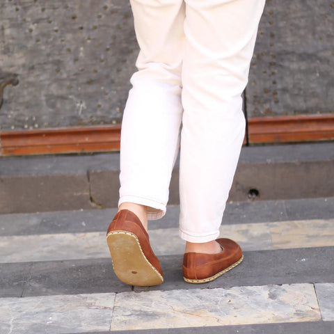 handmade womens barefoot loafers crazy new brown