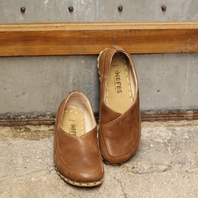 handmade womens barefoot loafers matte brown
