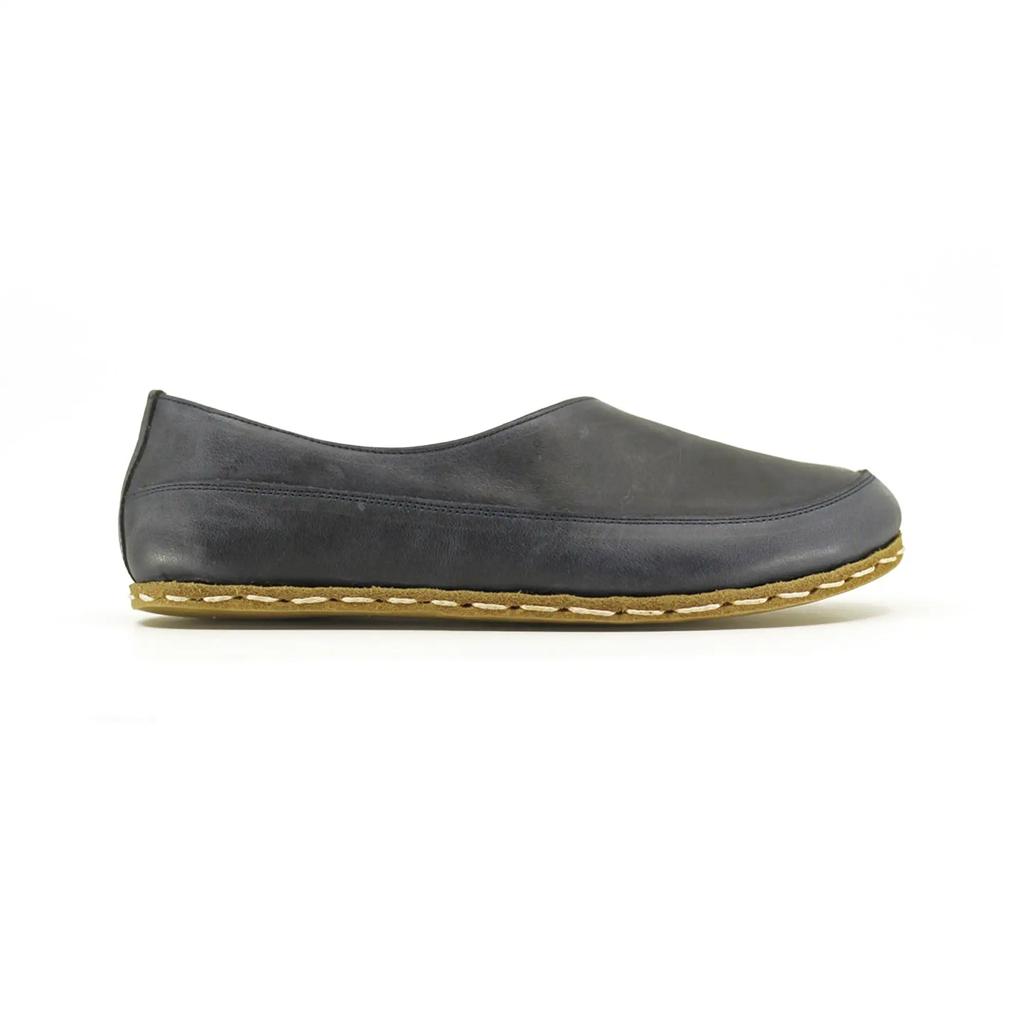 handmade womens barefoot loafers navy blue