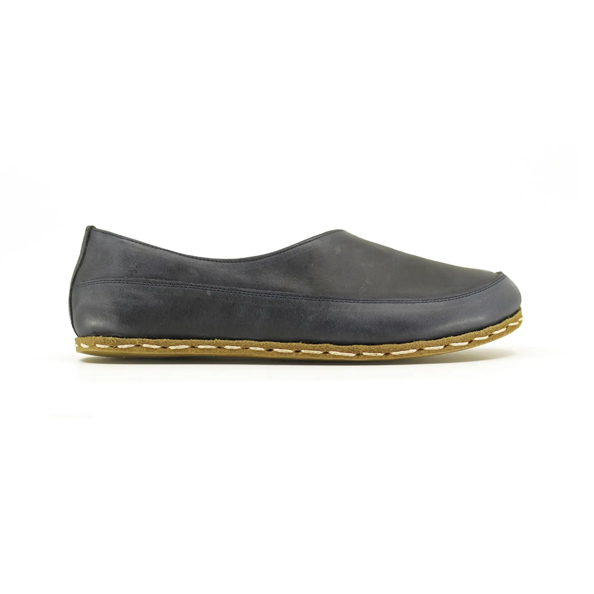 handmade womens barefoot loafers navy blue