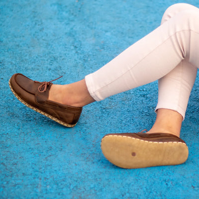 handmade womens barefoot minimalist classic brown shoes