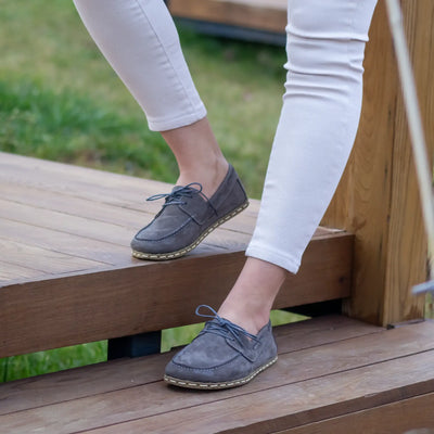 handmade womens barefoot minimalist gray shoes