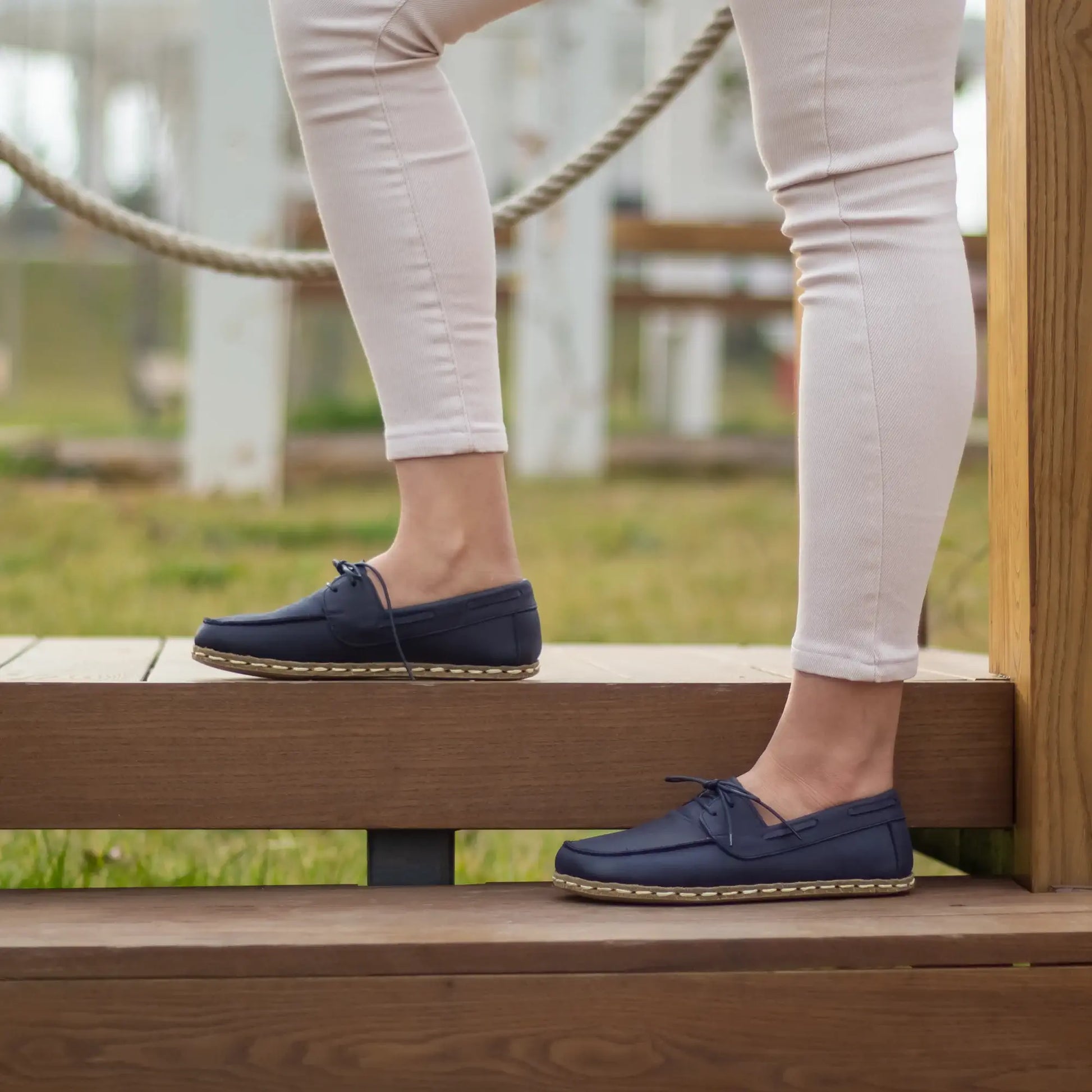 handmade womens barefoot minimalist navy blue shoes