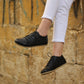 Handmade Women's Black Leather Barefoot Sneakers-women sneakers-Nefes Shoes-4-Nefes Shoes