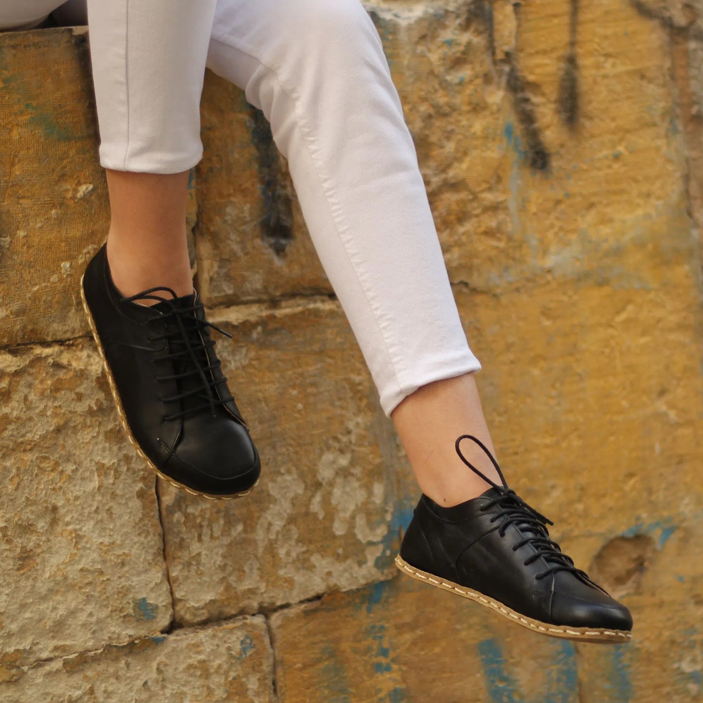 Handmade Women's Black Leather Barefoot Sneakers-women sneakers-Nefes Shoes-4-Nefes Shoes