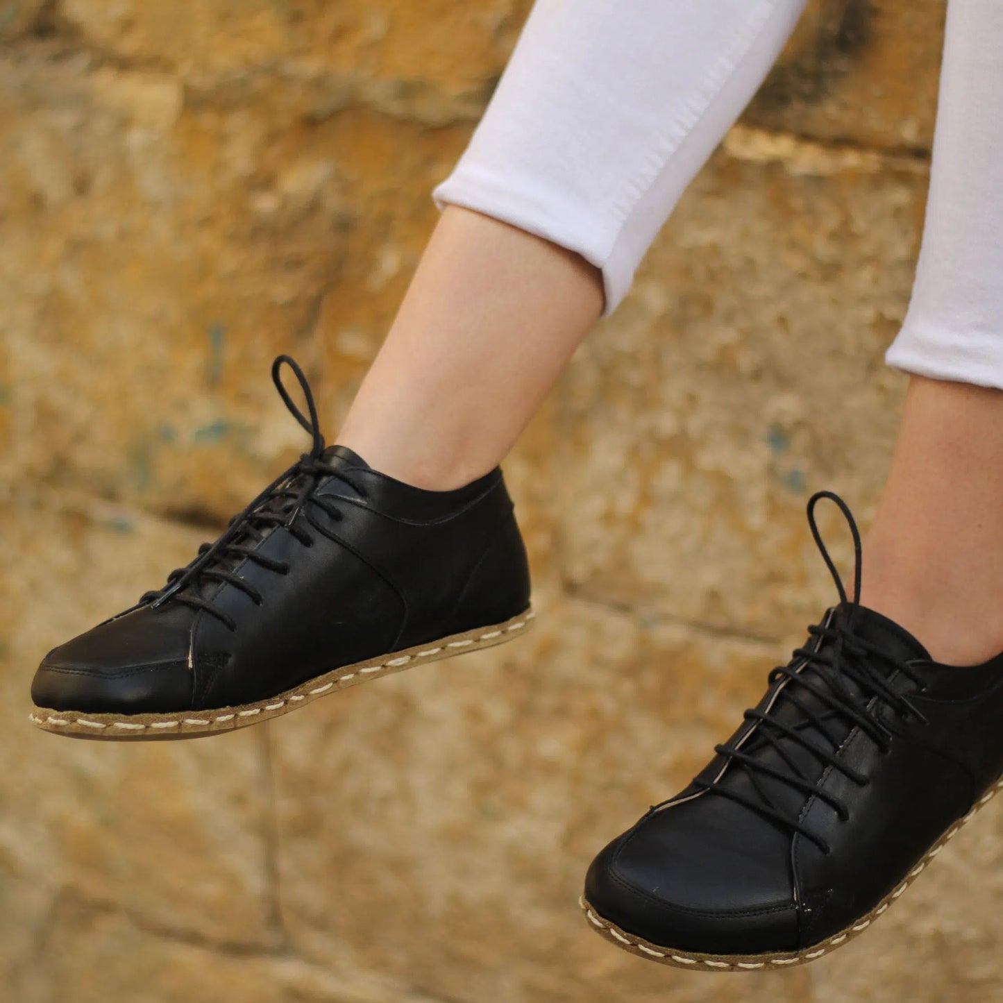 Handmade Women's Black Leather Barefoot Sneakers-women sneakers-Nefes Shoes-4-Nefes Shoes