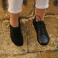 Handmade Women's Black Leather Barefoot Sneakers-women sneakers-Nefes Shoes-4-Nefes Shoes