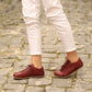 Handmade Women's Burgundy Leather Barefoot Sneakers-women sneakers-Nefes Shoes-4-Nefes Shoes