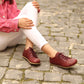 Handmade Women's Burgundy Leather Barefoot Sneakers-women sneakers-Nefes Shoes-4-Nefes Shoes