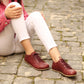 Handmade Women's Burgundy Leather Barefoot Sneakers-women sneakers-Nefes Shoes-4-Nefes Shoes