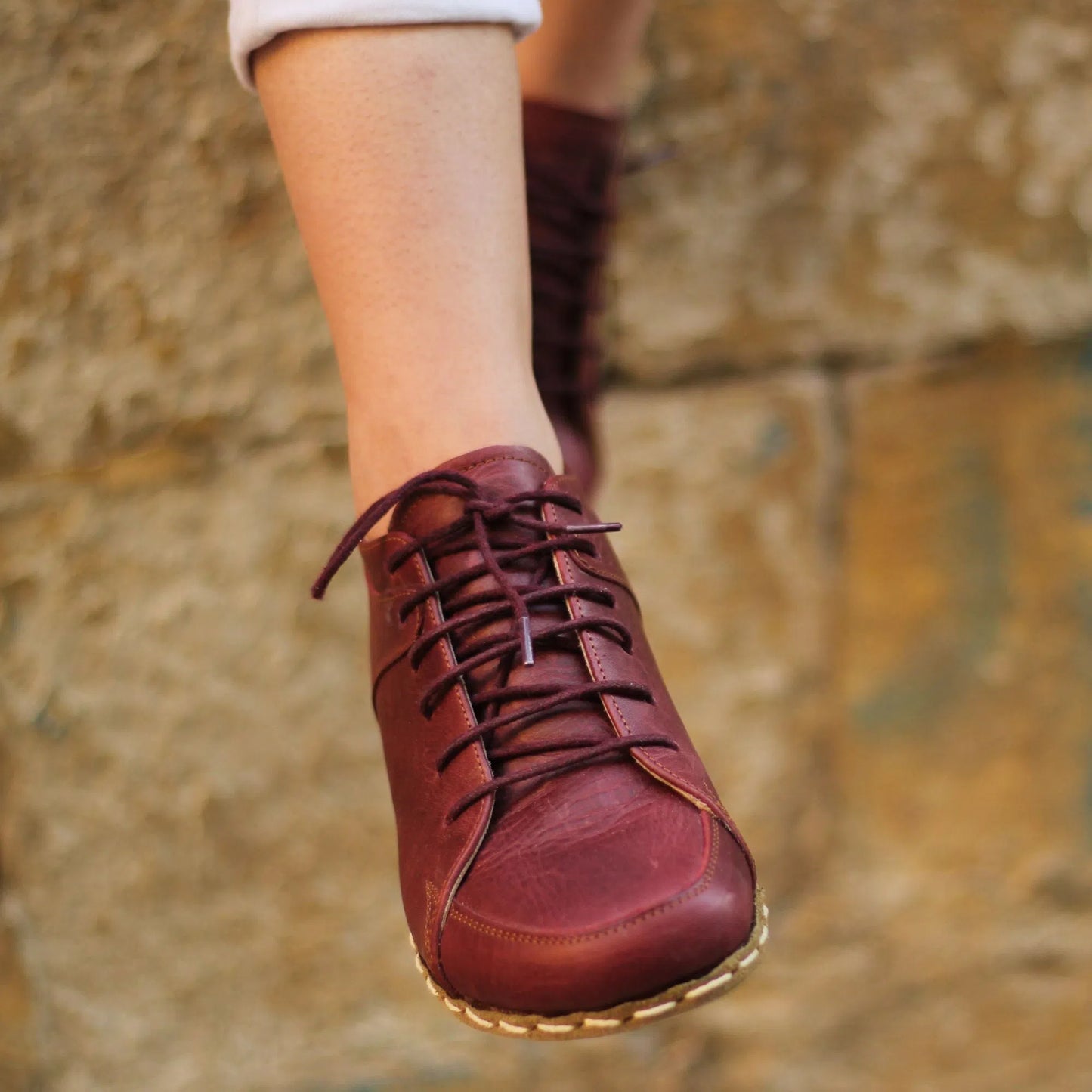 Handmade Women's Burgundy Leather Barefoot Sneakers-women sneakers-Nefes Shoes-4-Nefes Shoes