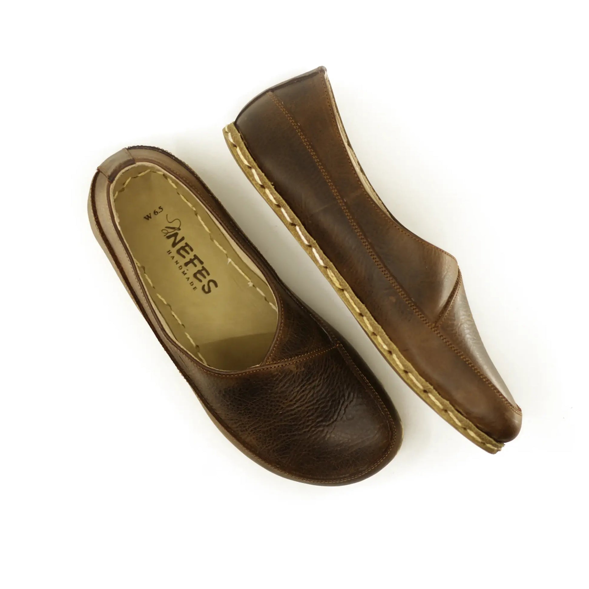 handmade womens casual barefoot loafers crazy classic brown