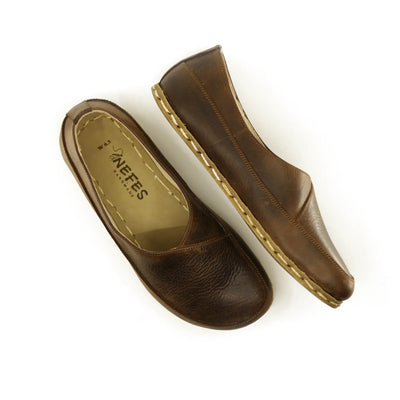 handmade womens casual barefoot loafers crazy classic brown