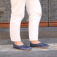 handmade womens casual barefoot loafers navy blue