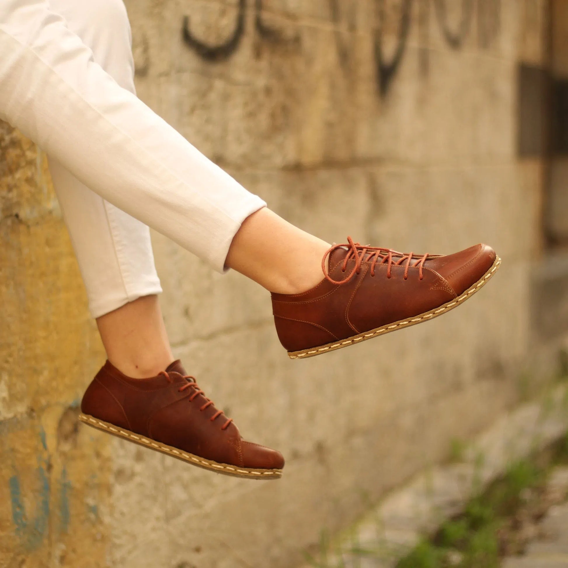 Handmade Women's Crazy New Brown Leather Barefoot Sneakers-women sneakers-Nefes Shoes-4-Nefes Shoes