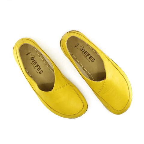 handmade womens elegant barefoot loafers yellow