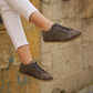 Handmade Women's Gray Leather Barefoot Sneakers-women sneakers-Nefes Shoes-4-Nefes Shoes