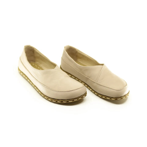 handmade womens grounding cream barefoot loafers