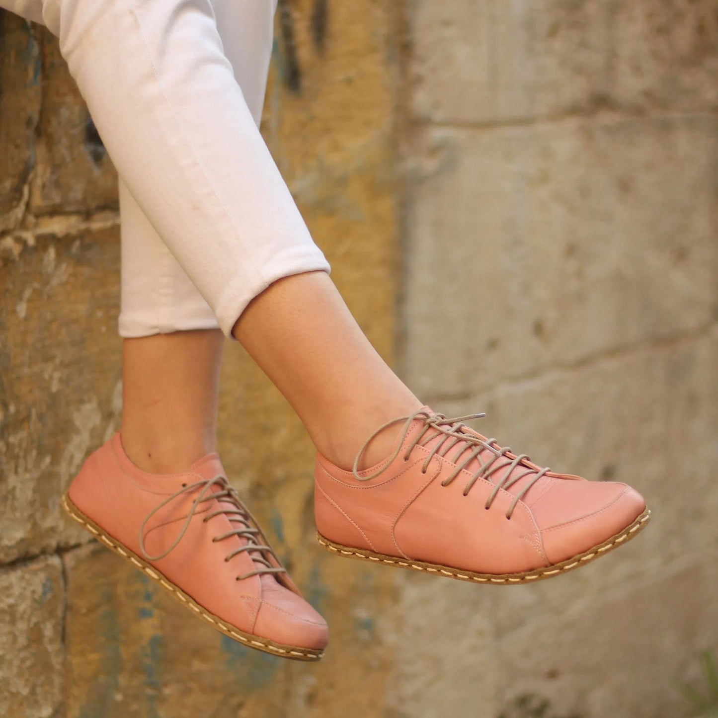 Handmade Women's Light Pink Leather Barefoot Sneakers-women sneakers-Nefes Shoes-4-Nefes Shoes