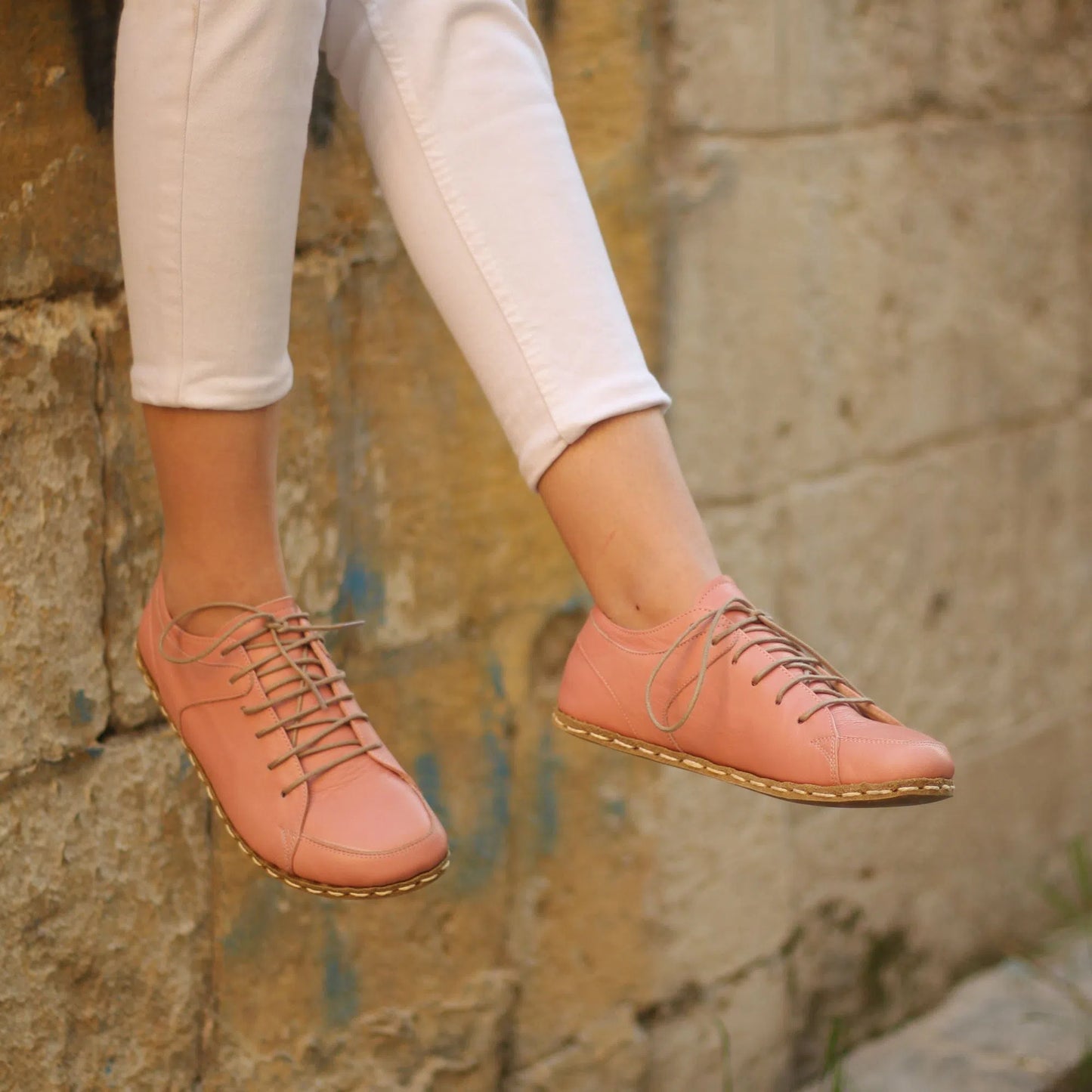 Handmade Women's Light Pink Leather Barefoot Sneakers-women sneakers-Nefes Shoes-4-Nefes Shoes