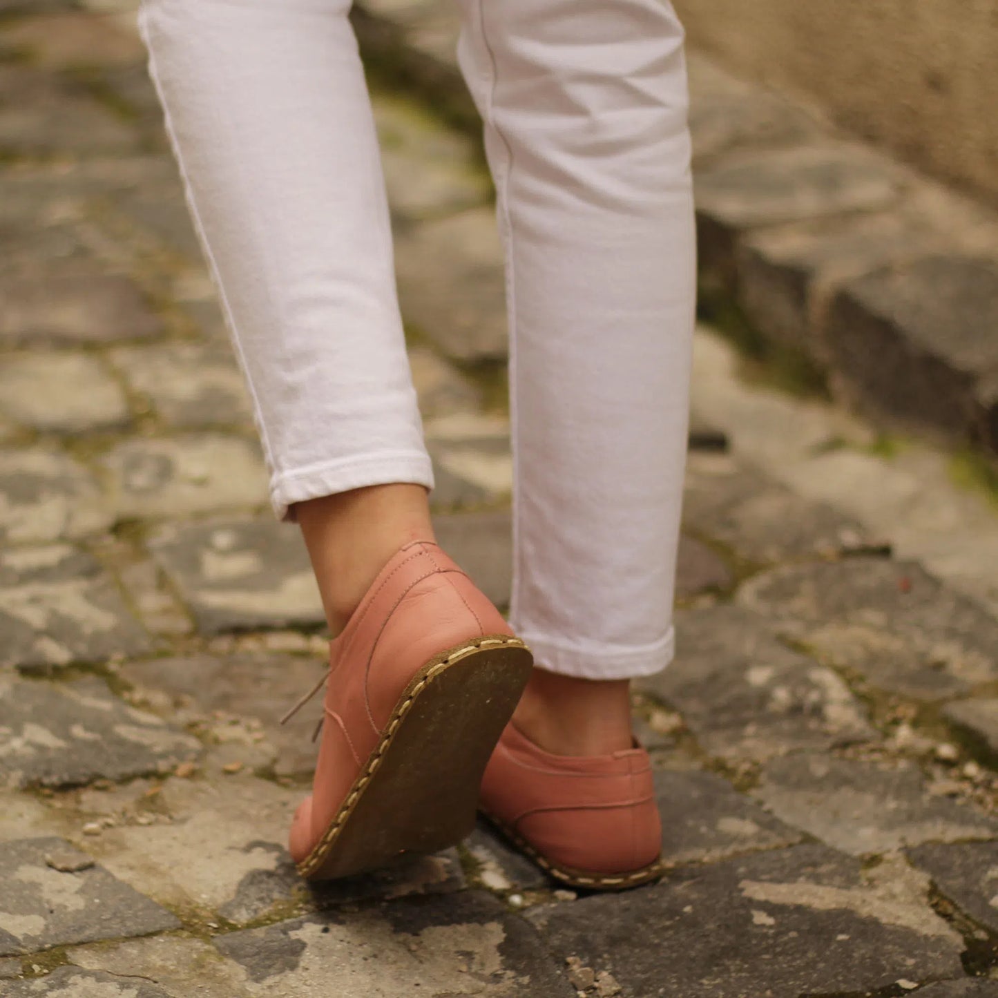 Handmade Women's Light Pink Leather Barefoot Sneakers-women sneakers-Nefes Shoes-4-Nefes Shoes