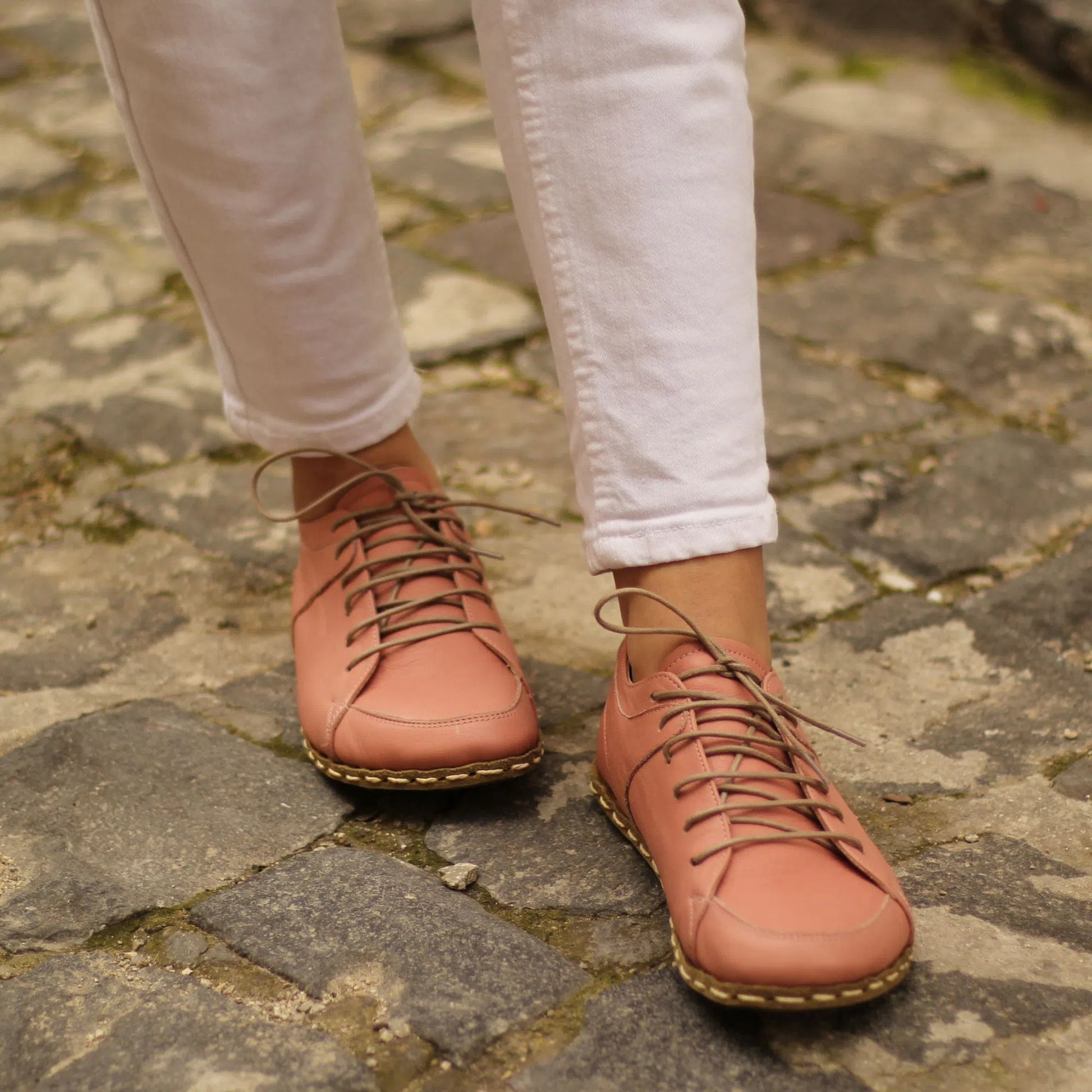 Handmade Women's Light Pink Leather Barefoot Sneakers-women sneakers-Nefes Shoes-4-Nefes Shoes