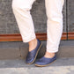 handmade womens stylish barefoot loafers navy blue