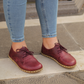 Handmade Zero Drop Barefoot Shoes For Women Burgundy-Women Barefoot Shoes Laced-nefesshoes-3-Nefes Shoes