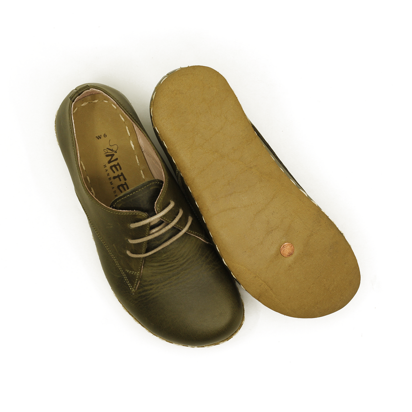 Handmade Zero Drop Barefoot Shoes For Women Military Green-Women Barefoot Shoes Laced-nefesshoes-3-Nefes Shoes