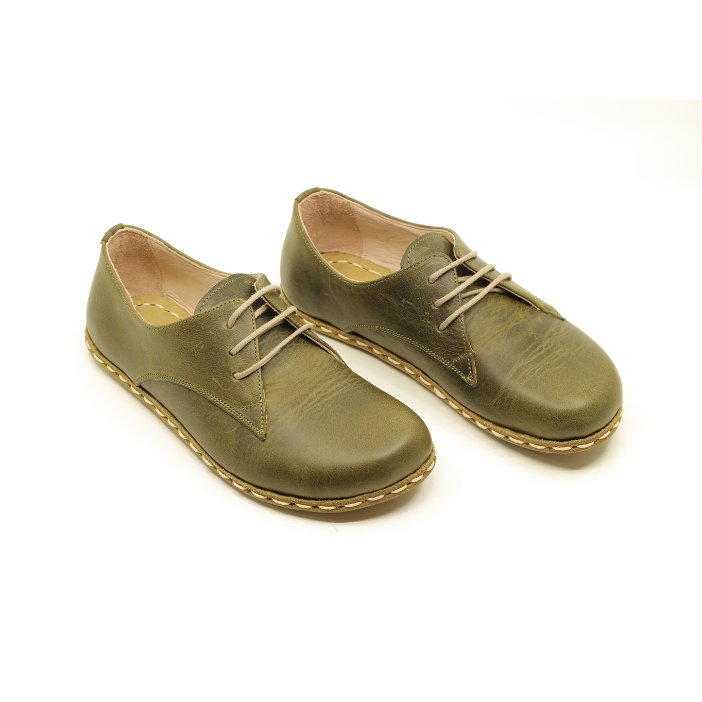 Handmade Zero Drop Barefoot Shoes For Women Military Green-Women Barefoot Shoes Laced-nefesshoes-3-Nefes Shoes