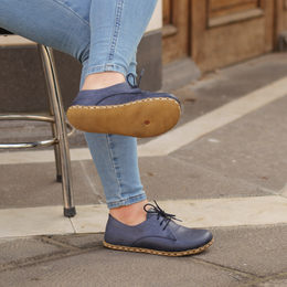Handmade Zero Drop Barefoot Shoes For Women Navy Blue - Nefes Shoes