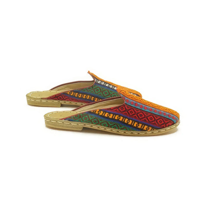 kilim style closed toe leather slippers men