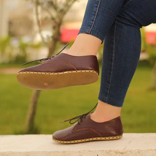 lace up oxford style bitter brown womens shoes