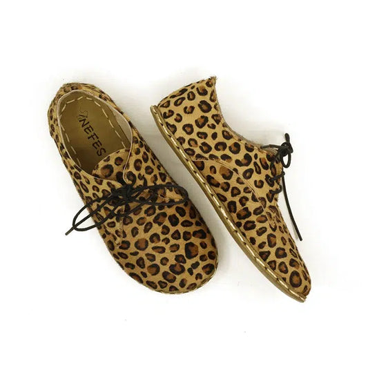 lace up oxford style womens shoes yellow leopard print