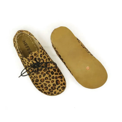 laced barefoot shoes women oxford style leopard
