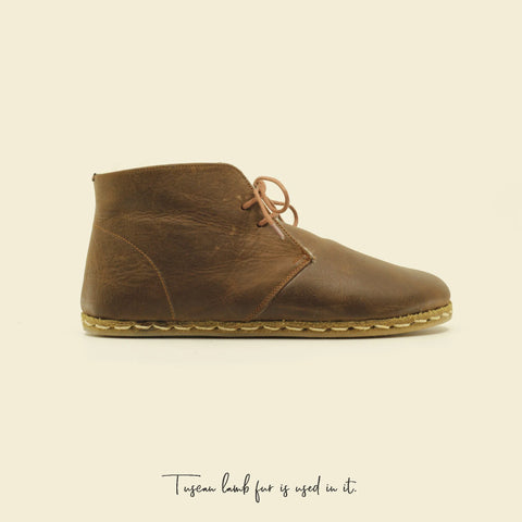 leather barefoot grounding boots women brown ankle design