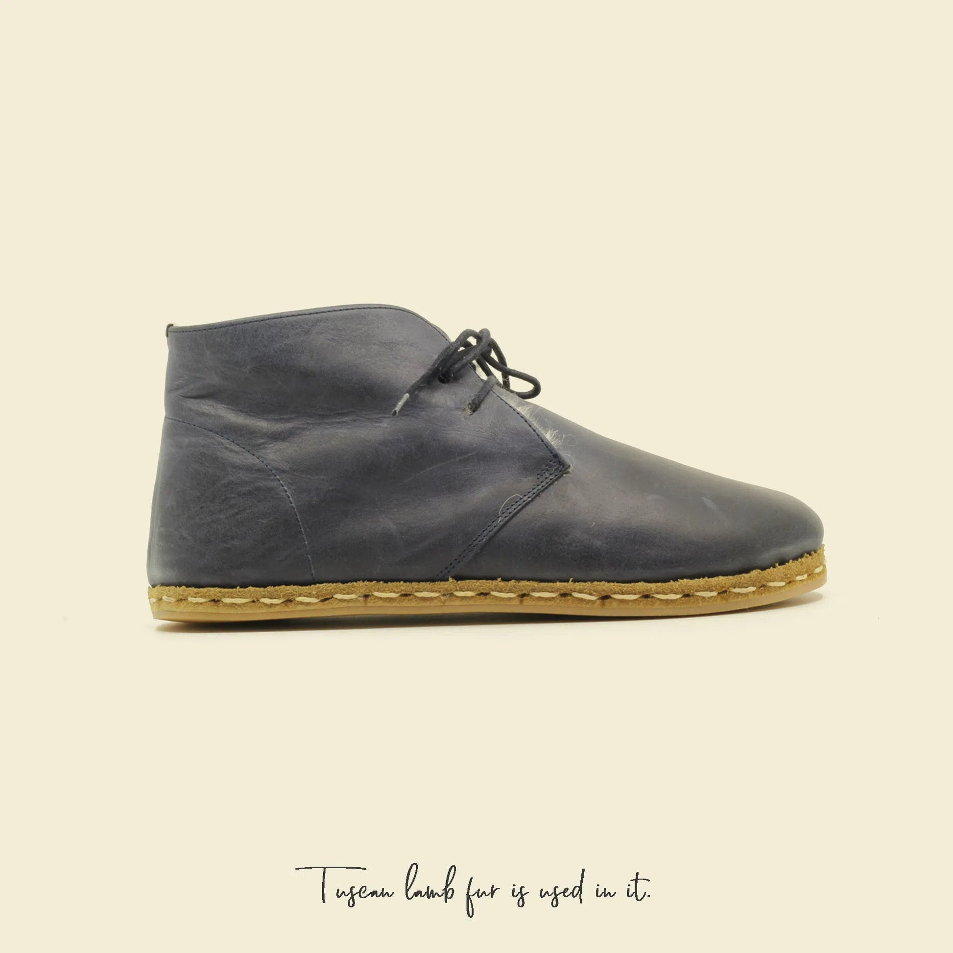 leather barefoot grounding boots women navy blue ankle design